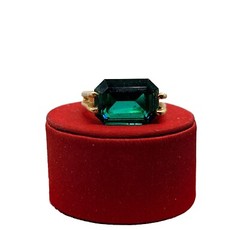Vtg Sz 10 Ring Lg Green Cubic Zirconia 18KGE Gold Electroplated Jewelry StyL2