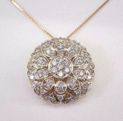 Round Cut Lab Created Diamond Woman Love Gift Pendent In 14K Yellow Gold Finish