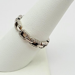 Sterling Silver Chain Link Diamond Eternity Band Ring ~ Size 8