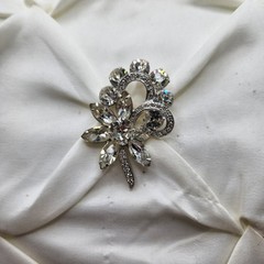 Vintage Eisenberg Ice 1960s Brooch Clear Rhinestones Navette Floral Bouquet