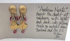 John Michael Richardson “Arabian Nights” Dangle Drop Earrings Brass Copper Glass