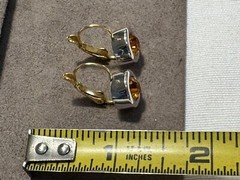 JOAN RIVERS Silver & Gold Tone Pierced Earrings with Multi-Faceted Gold Stone