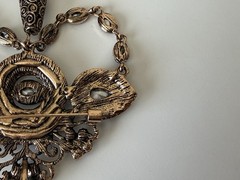Vintage Black Rhinestone Brooch Pin or Pendant Attice Design