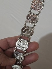 Antique German Silver Plated Trachten Chain Belt Wilkens 100 Crocodile Mark 44″