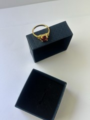 Vintage Red Cubic Zirconia Ring Gold Plated Womens Size 9