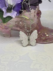 Silver Fire Opal Butterfly Anniversary Birthday Wedding White Gift Memorial Brid