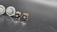925 Sterling Silver Diamond & Sapphire Earring Collection – 4 Pairs – 11.27g