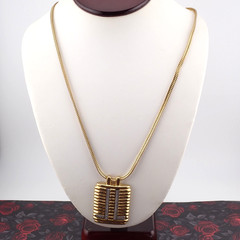 VTG Lanvin Paris 1970’s Modern Double L Logo Gold Silver Tone Pendant Necklace