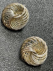 Vintage Silver Tone Wired Metal Clip Earrings