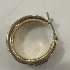 Liz Claiborne “LC” Signed Multi-Colored Glass Stone Gold Hoop Earrings VTG