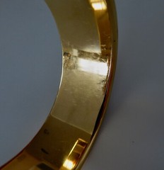 Vintage Oval Hermes 18K Gold Plated Loquet Clic Clac Bracelet Fan Enamel Design