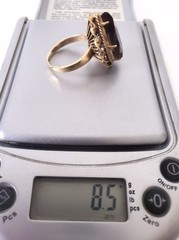 Retro 14K Gold 30s-40s Vintage Smoky Quartz Topaz 10 Ct Pear Huge Cocktail Ring