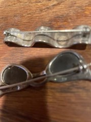 Sterling Cats Eye Sun Glasses Pin + Ribbon Pin Mexico 92.5 Both Well Made