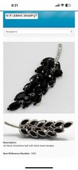 Jet Rhinestone Silver-Tone Leaf Pin Brooch Navette Mid-Century Juliana Vintage