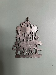 Vtg Metzke Pewter Tiger Jungle Palm Trees Pewter Pendant Necklace No Chain 1974