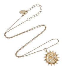 Vintage Gold-Tone Sterling Silver 925 Sun Face Pendant Necklace 16″-18″