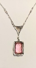 Antique Edwardian Belle Époque 10K White Gold Filigree 16 1/2″ Necklace