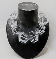 Gerda Lynggaard Monies Clear Crackle Lucite Octagon Large Beads Choker Necklace