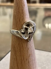 13 Diamond 14k White Gold Free Form Ring 6.73 gr Size 6.75 Vintage STUNNING!