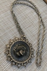 VTG Liberty 1794 Art Deco fashion Coin pendant ‘necklace Silver Tone 22”