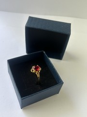 Vintage Red Cubic Zirconia Ring Gold Plated Womens Size 9.5