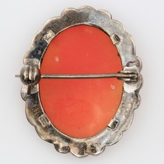 Vintage Lovely Lady with Necklace Cameo Brooch Marcasites in 935 Silver 1940s
