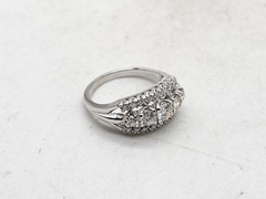 Vintage 1950s $6000 1.50ct VS I Natural Diamond 18k White Gold 3 ROW Band Ring