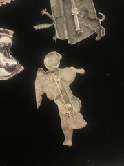 VTG Brooch Jewelry Lot Silver Tone FAIRY HEART ANGEL DOG BOW Rhinestone Clips