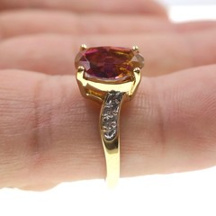 Classic 10k Solid Yellow Gold 2.50ct Genuine Mystic Topaz & Diamond Ring Size 7