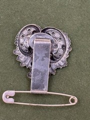 ANTQ VICTORIAN CHATELAINE SILVER PLATE MONEY PIN BODICE KEY HOLDER BELT SLIDE