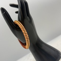 Vintage VTG Handcrafted Women’s Maroon Peach Rhinestones Thread Wrapped Bangle