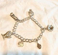 Vintage WWI US Navy Anchor Charm Bracelet Sterling Silver Sweetheart Mom 10k Gf