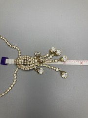 Rhinestone Necklace Crystal Waterfall VTG Beaded Statement 1960s 15.5in Stunning