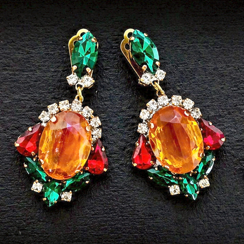Luxury Rhinestone Long Dangling Clip-On Earrings – FREE SHIPPING