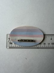 Vintage Hand Made Porcelain Oval Sunrise Brooch & Earrings Set
