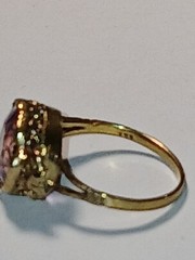 Antique Vintage 14K Gold Amethyst Ring size 6 2.7g English Hallmark AS IS