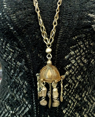 Tribal Boho Ottoman Style Ethnic Dome Lariat Necklace Vintage Tassel Statement