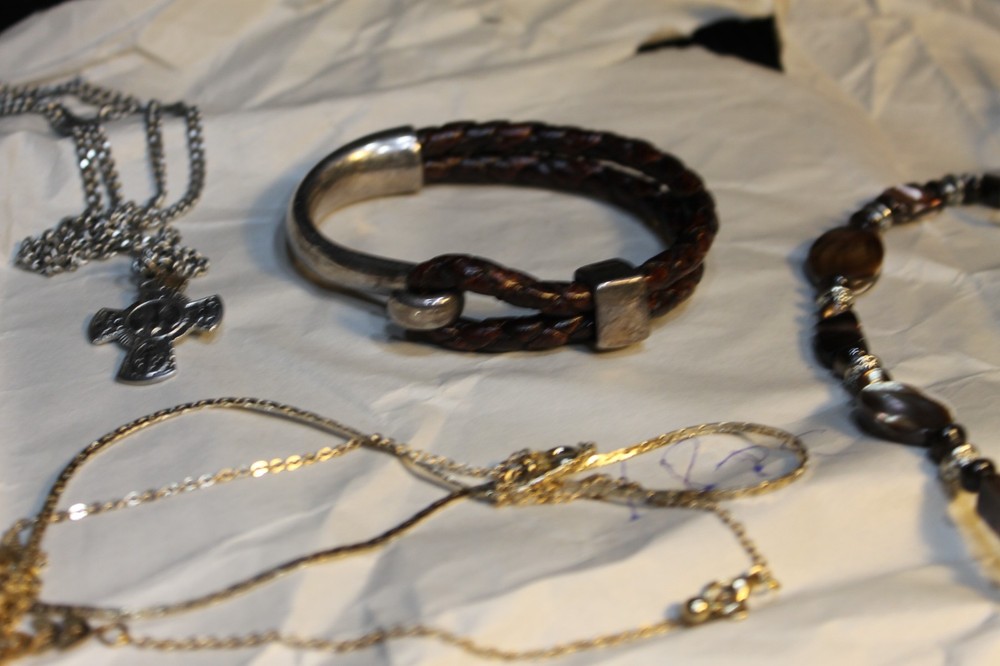 Stone leather shell vintage jewelry lot some designers too one leather sterling