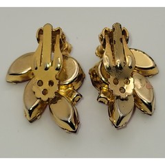 Vintage Set Gold-tone & Rhinestone Brooch and Clip on Earrings