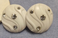 Avon Vintage 1987 White Light Earrings And Cream Colored Carved Polymer Clay