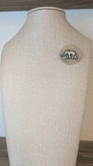 BEAU Sterling Silver Elephant Brooch Pin Vintage Animal Textured Round 7g
