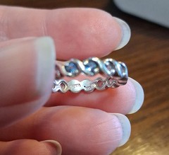 Vintage SETA Sterling Blue CZ/Topaz(?) Eternity Ring 2.9g Size 7 See Pics/Desc