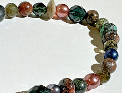 Lot (3) Green & Various Colors Stone Bead Necklaces