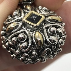 Vintage Renaissance Revival 2-Tone Black Onyx Cubic Zirconia Pendant