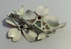 Vintage Orange Painted Flower Metal Earrings & Brooch/Pin Set