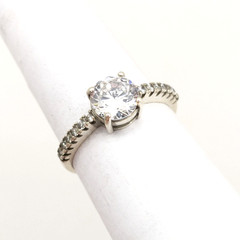 Vintage Elegant RING Silver 925 with Bright Stone -size: 8.5US (18.5mm)| UA #57