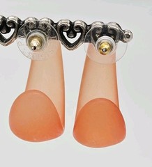 Orange Hoop Earrings Matte Lucite Frosted Orange Premier Design 1.25 in