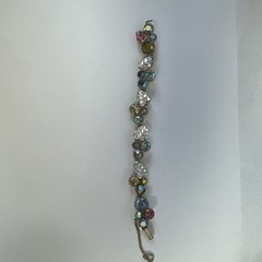 Vintage Weiss GoldTone Blue/Pink /Green and Leaf Aurora Borealis Bracelet