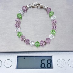 Vintage Sterling Silver 925 Purple Green Crystal Bracelet 5.75″
