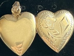 Vtg D’Aguanno Bros 10k Gold Filled Sterling Heart Shaped Locket/Pendant W/Chain